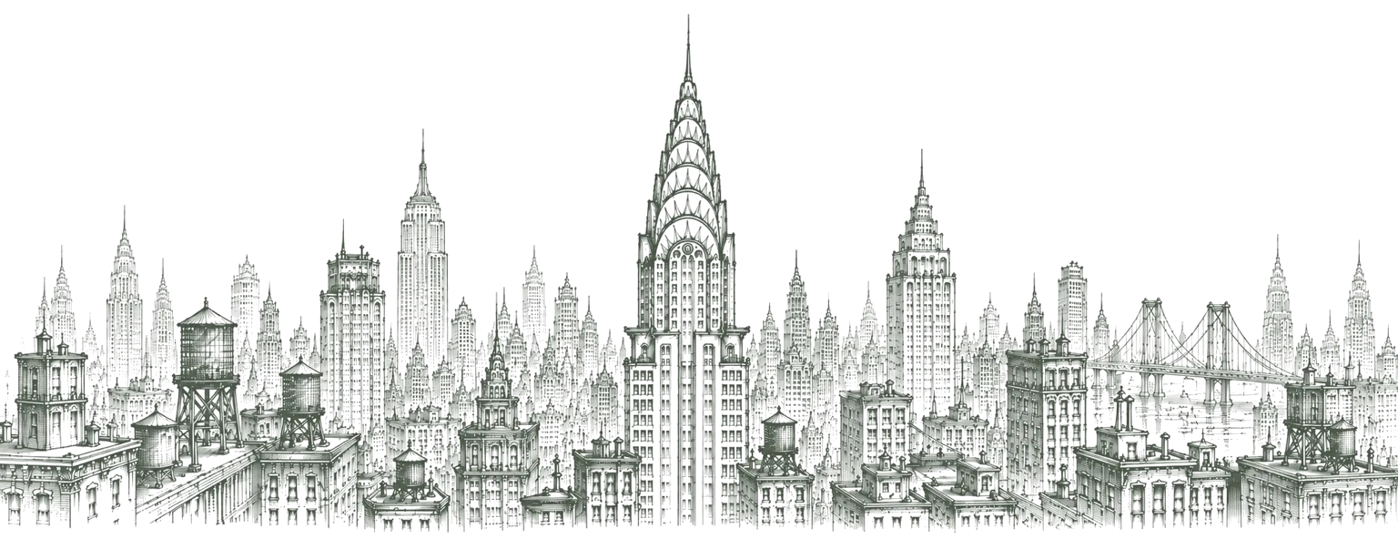 Hand-sketched New York skyline